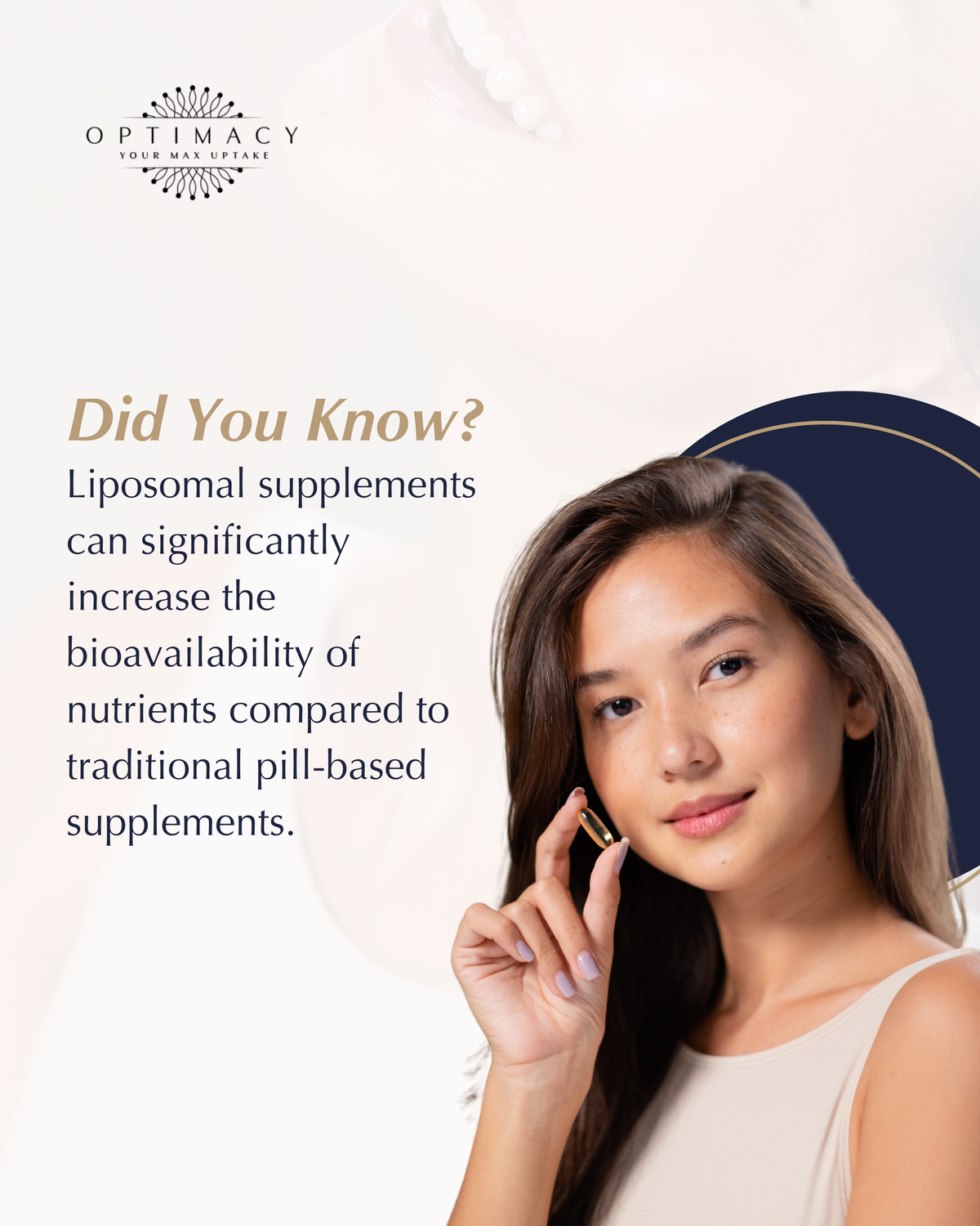 Liposomal Glutathione supplement from OPTIMICY, featuring a sleek bottle with dropper for antioxidant support.