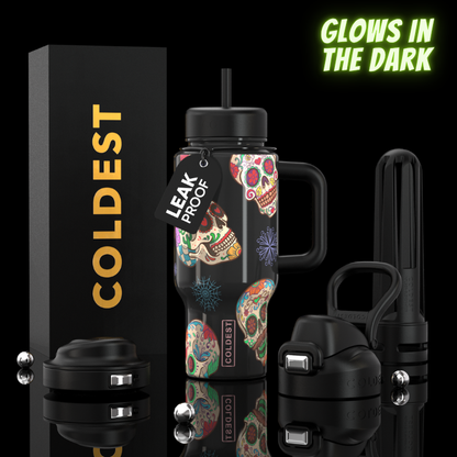 Coldest Limitless Ultra v8 24oz stainless steel tumbler with black lid, designed for keeping beverages hot or cold.