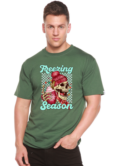 Unisex Freezing Season bamboo viscose organic cotton short sleeve graphic T-shirt by Spun Bamboo, featuring a vibrant printed design.