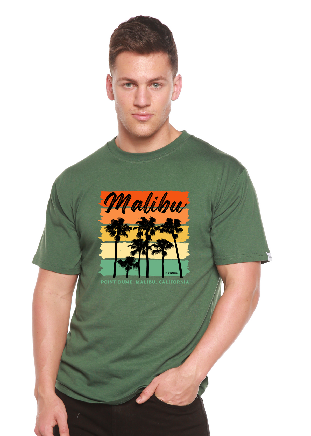 Spun Bamboo men's short sleeve graphic T-shirt made of bamboo viscose and organic cotton with a printed design.