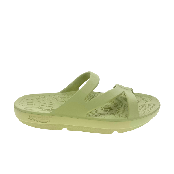 Lucky Feet Shoes Women's Sovella Active Recovery Sandals in green, slip-on slide featuring supportive design for comfort and recovery.