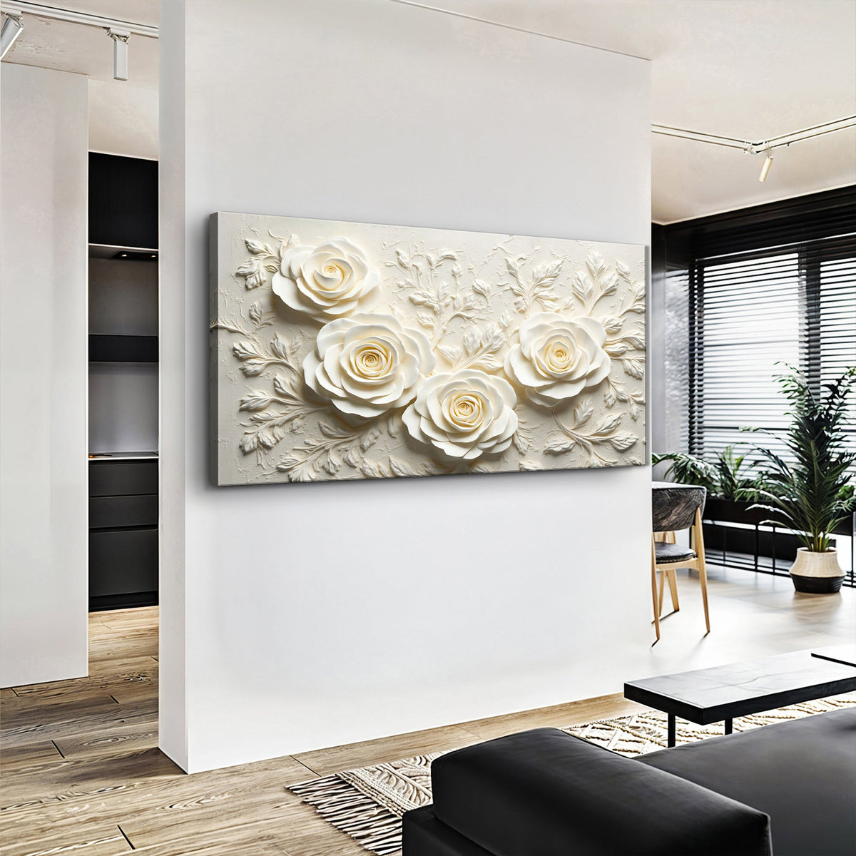 Floral abstract wall art on canvas by Tailored Canvases, featuring vibrant, colorful floral and abstract design for home decor.