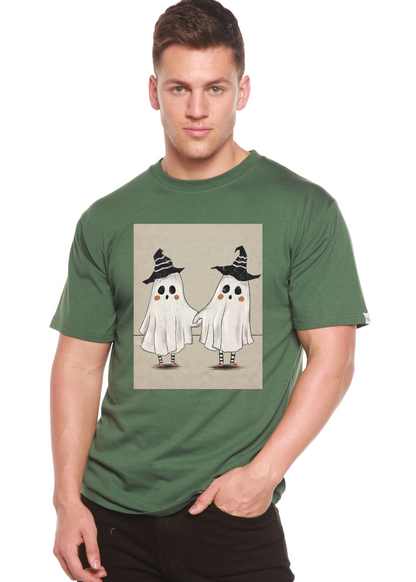 Spun Bamboo men's graphic T-shirt featuring a cute ghost print on short sleeves made from bamboo viscose and organic cotton.