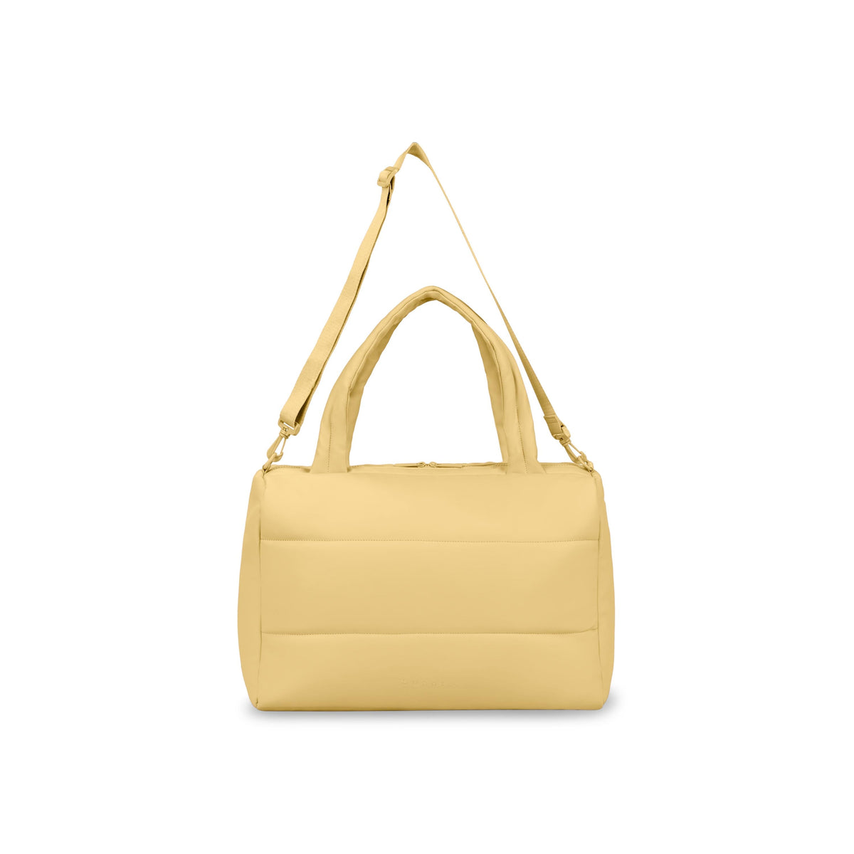 Yellow Bugatti Collections Brussels tote bag with sturdy handles and spacious interior, stylishly displayed from the front.