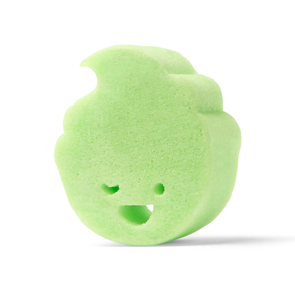 Honeydew Sponge Pop™ kids body wash infused buffer by Spongellé, shown with soft sponge texture and honeydew scent.