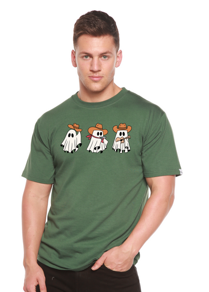 Unisex cowboy ghost graphic T-shirt made of bamboo viscose and organic cotton by Spun Bamboo, featuring a printed cowboy ghost design.
