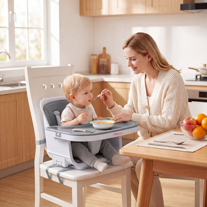 Convertible baby high chair with adjustable tray from GBruno Store, featuring versatile 4-in-1 design for feeding and seating.