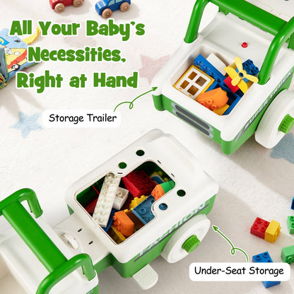 GBruno Store 4-in-1 ride on push toy with music, storage, and adjustable seat for young children to enjoy outdoor fun.