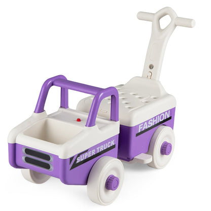 GBruno Store 4-in-1 ride-on push toy car with music, storage, and adjustable features for children.