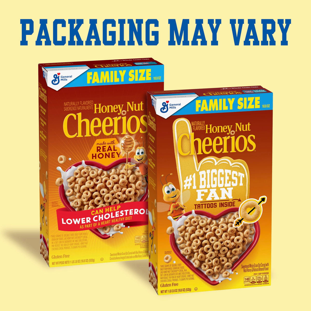 BackUpMyFilesNow® Honey Nut Cheerios breakfast cereal in family size box, gluten-free heart-healthy cereal with honey and nut flavor.