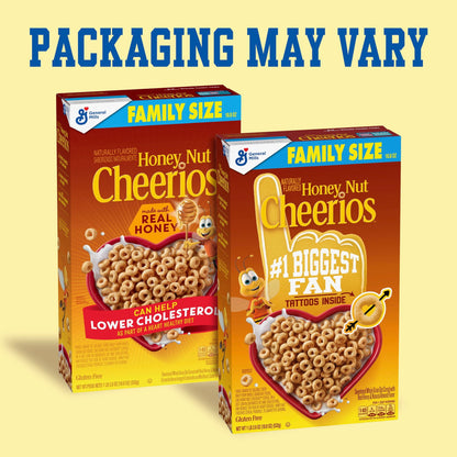 BackUpMyFilesNow® Honey Nut Cheerios breakfast cereal in family size box, gluten-free heart-healthy cereal with honey and nut flavor.
