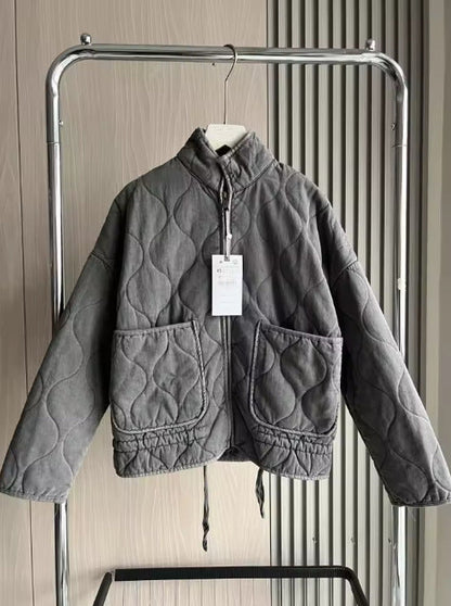 Women's diamond-quilted cotton jacket in a new arrival style, front view
