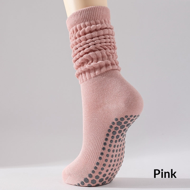 Silicone non-slip yoga socks for women by My Store, shown with grippy soles for secure footing