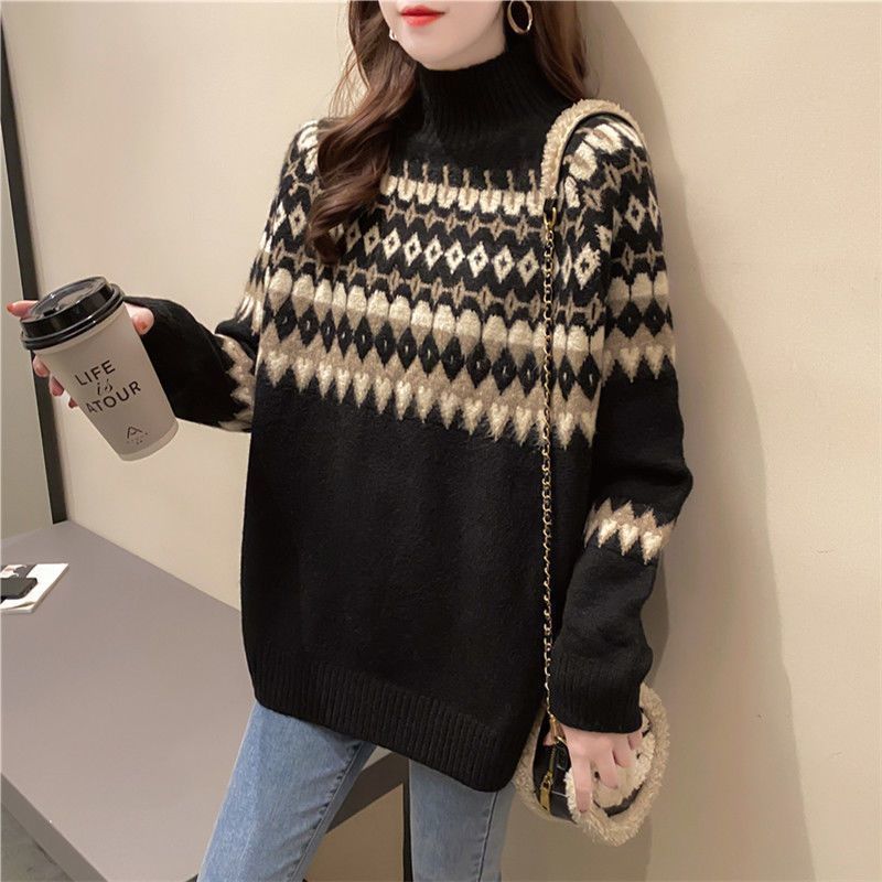 Women's contrast wool sweater outerwear by My Store