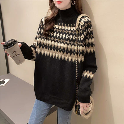 Women's contrast wool sweater outerwear by My Store