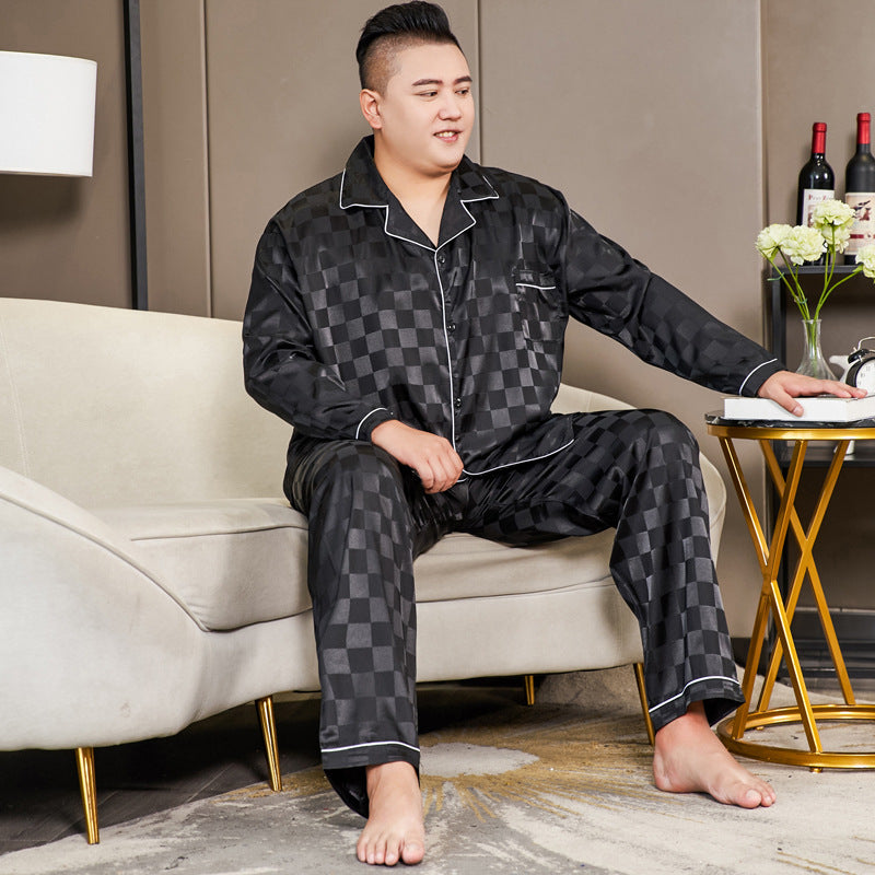 Cut flower men's pajamas in extra ice silk fabric, relaxed fit and lightweight design