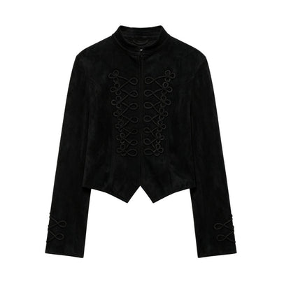 Womens Suede Stand-Neck Jacket Coat