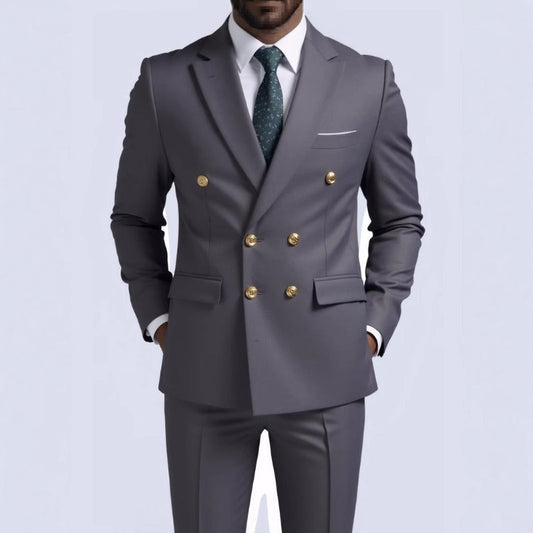 Mens Double-Breasted Fashionable Casual Blazer