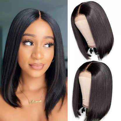 Real lace headband human hair silk wig with natural-looking hair texture and lace-front detailing