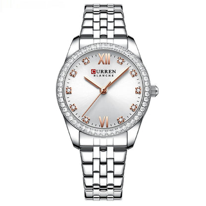 Women's Roman numeral waterproof simple watch with minimalist dial and adjustable wristband