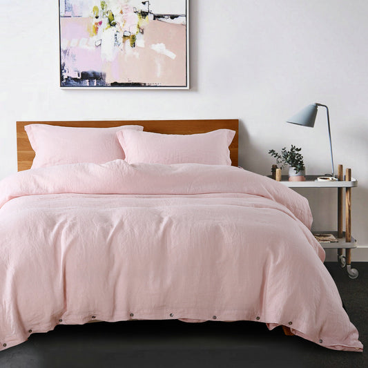 Pure linen duvet cover and pillowcase set by BACKUPMYFILESNOW®, showcasing soft, breathable linen fabric in a neutral color.