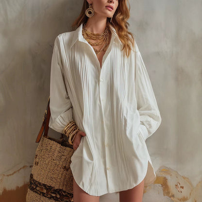 Simple elegant loose-fit draping versatile top in a relaxed silhouette my store - front view