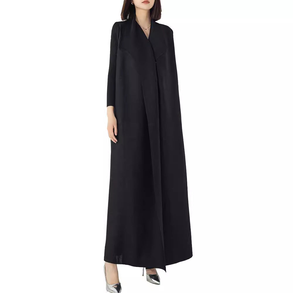Graceful fashionable long trench coat for women in a classic tailored design