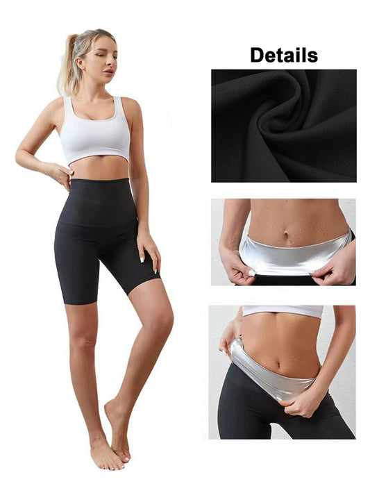 Black high-waisted sweat biker shorts for women, soft spandex workout shorts for yoga, volleyball, and dance