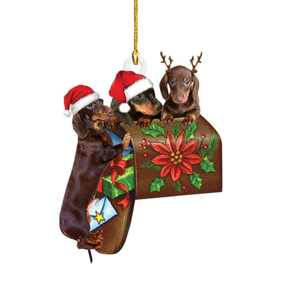 Christmas sausage dog decorations for home, featuring festive dachshund ornaments by My Store