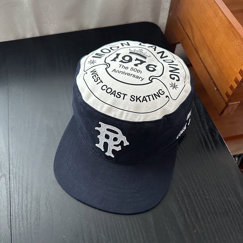 American style patchwork 3D letter PF flat top flat brim street hip-hop hat, front view