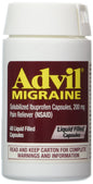 BackupMyFilesNow Advil Migraine Relief Gels 40-count package, showing the blister packs and gel capsules for migraine relief.