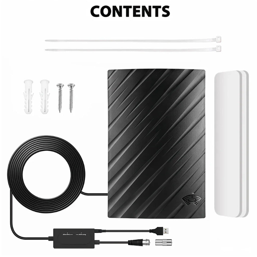 Home HD Mode digital television antenna displayed upright with compact black housing and signal reception elements