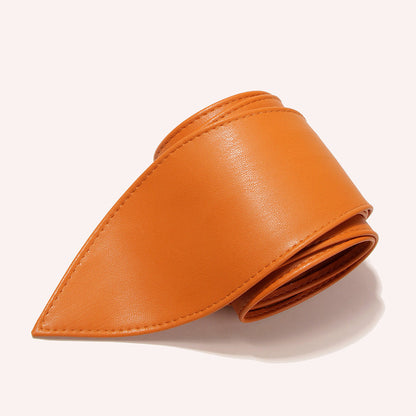 Women's wide waist tie belt with elegant bow ribbon, soft all-match design, super long strap