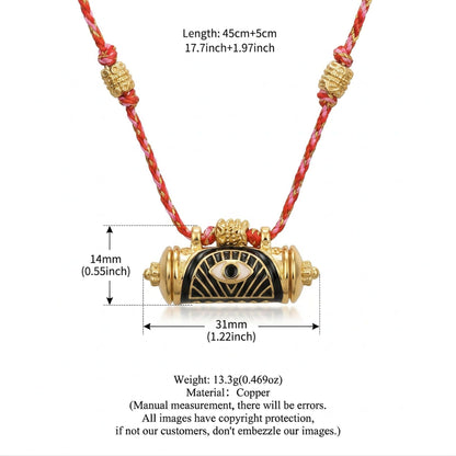 Evil eye kaleidoscope necklace clavicle chain with colorful geometric pendant on a delicate chain