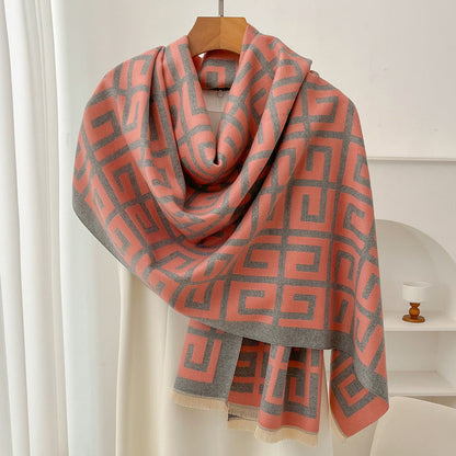 Retro High Sense artificial cashmere scarf in a soft, textured fabric###