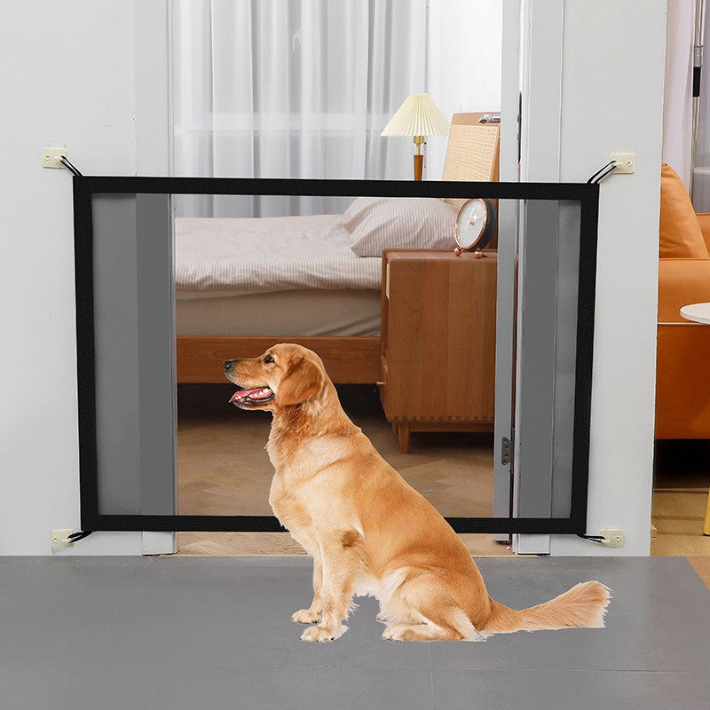Portable folding dog safety fence with reinforced mesh, designed as an isolation network pet obstacle barrier