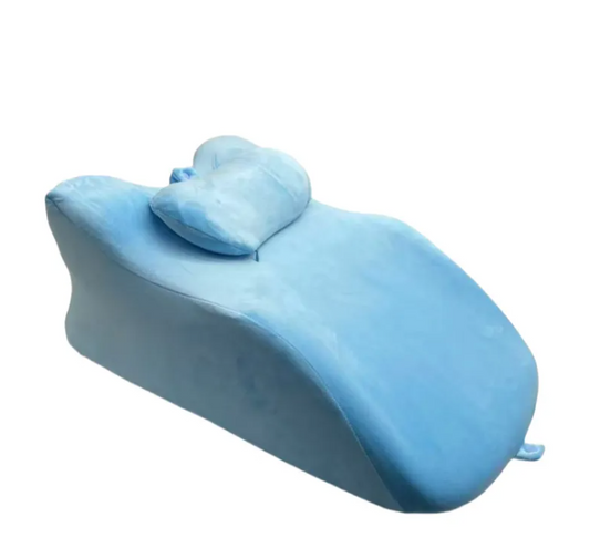 BACKUPMYFILESNOW® stomach sleeper pillow with ergonomic design and soft fabric cover for comfortable side sleeping support.