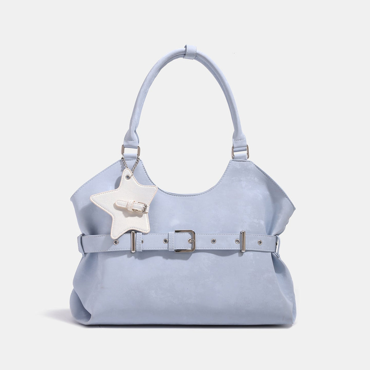 Belt-designed single-shoulder tote bag for women, large-capacity handbag in a structured silhouette