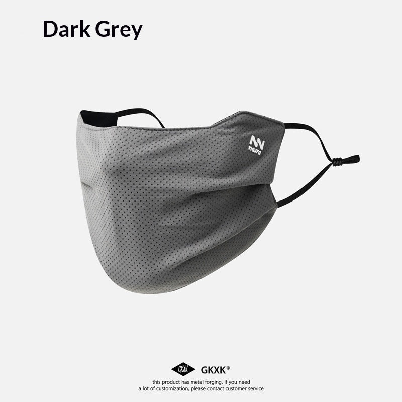 Sunscreen breathable 3D stereoscopic sunshade riding mask in black, front view