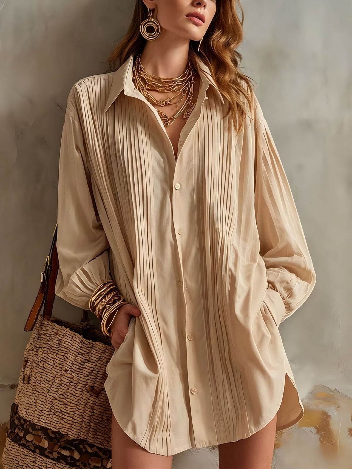 Simple elegant loose-fit draping versatile top in a relaxed silhouette