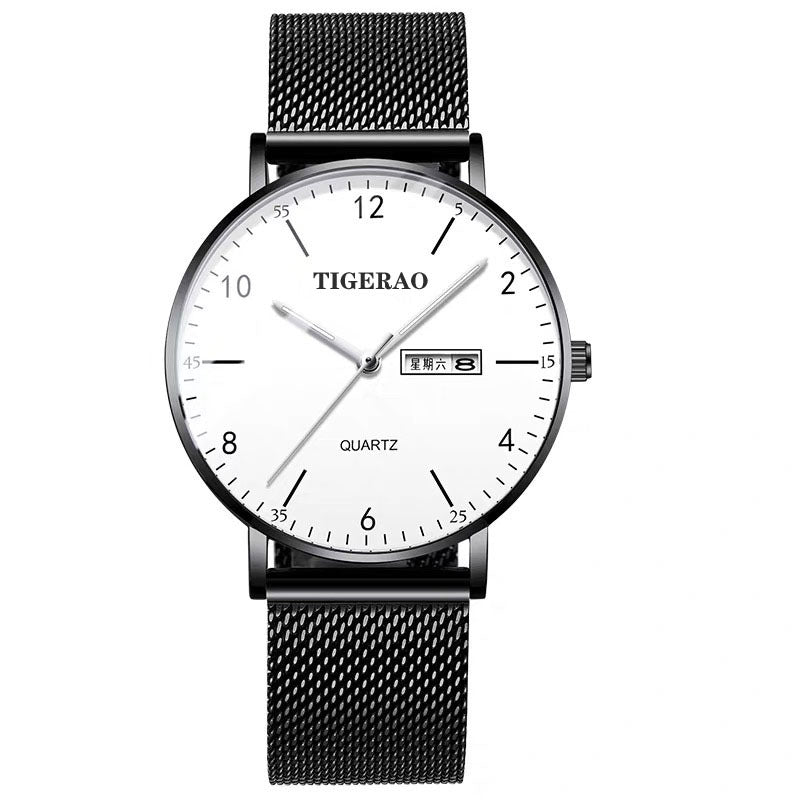 Water-resistant luminous fully automatic movement watch with glowing markers and hands