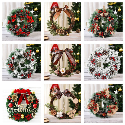 Christmas decorations garland wreath with festive holiday greenery and ornaments
