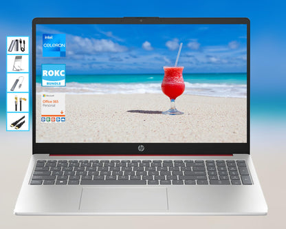 HP AI-Powered Windows 11 15.6" HD Laptop - 16GB RAM, 256GB SSD, Office & Cloud Bundle