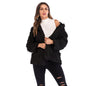 Casual plush hooded jacket in solid color by BACKUPMYFILESNOW.COM®, featuring a cozy design and soft fabric.