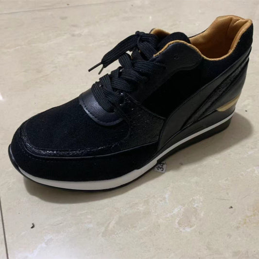 Women's platform colorblock sequin casual sneakers with flat soles