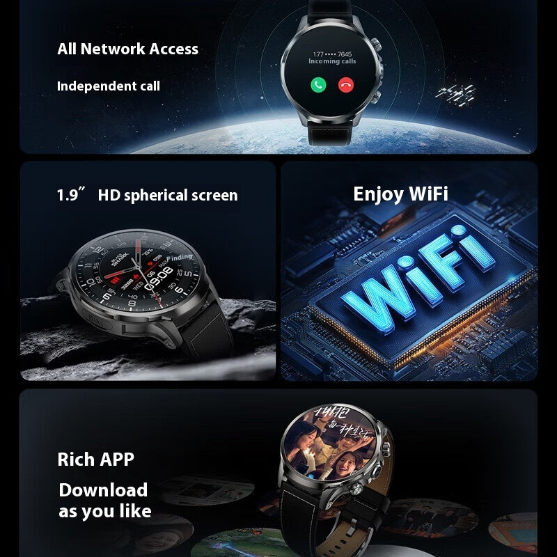 Smartphone watch with card slot and 4G all-netcom connectivity, black design