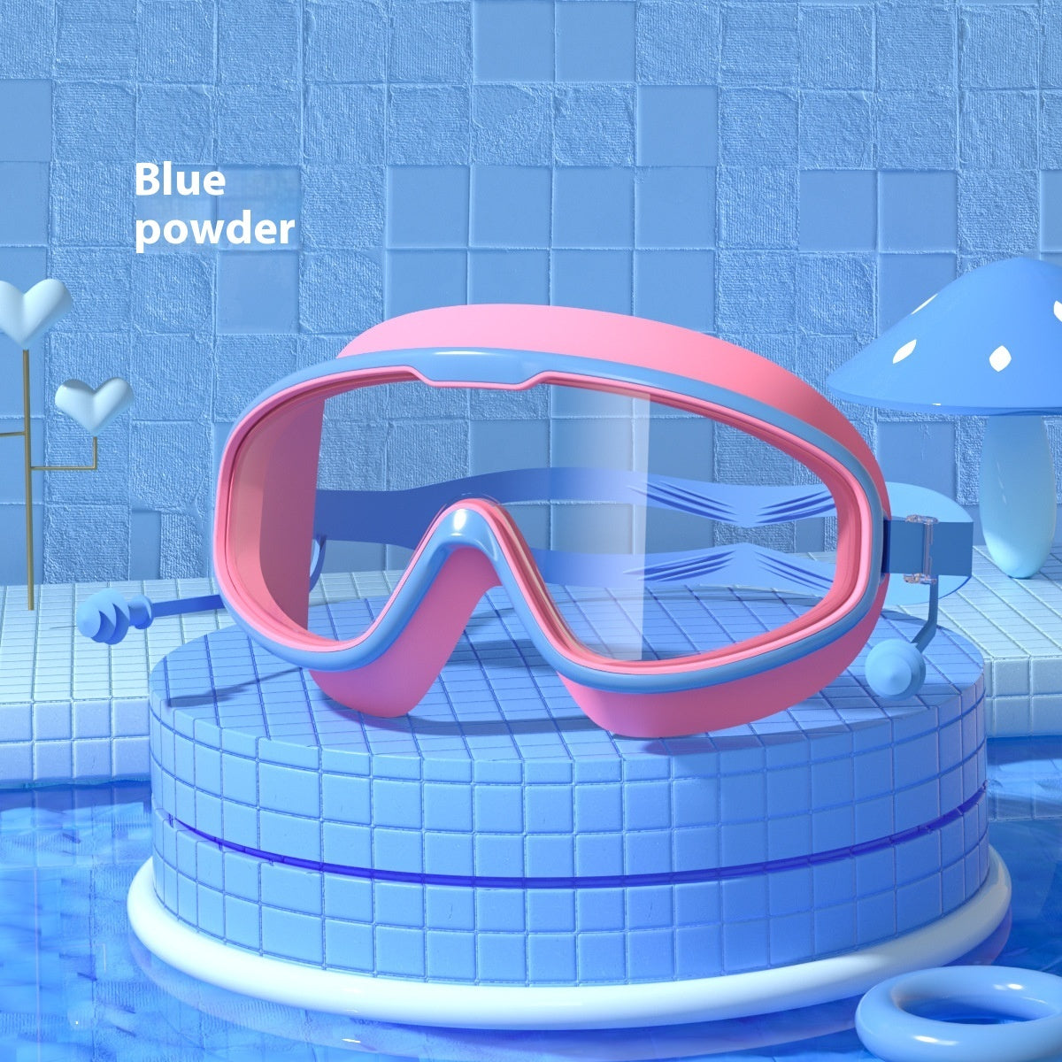 Large-frame waterproof non-fogging swimming goggles in a clear product view