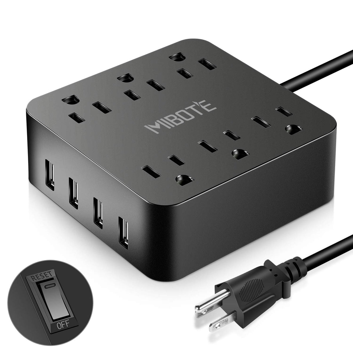 TravelMate Power Strip: 6 AC Outlets & 4 USB Ports