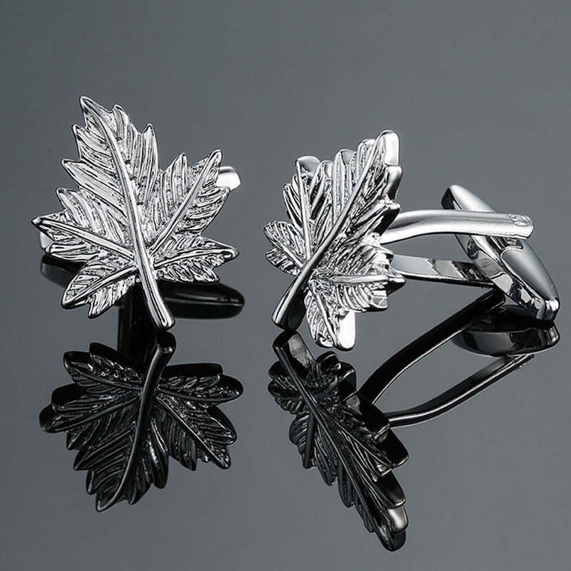 Grass rose gold and silver pattern cufflinks with a textured design and polished finish