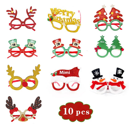 Christmas decorations glass set with festive holiday designs<lemma